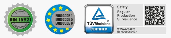 DIN 15921 · Eurocode · TÜV Rheinland certification - VMB Stage Decks